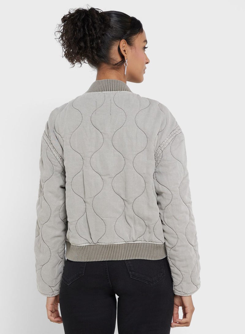 Quilted Zip Detail Jacket