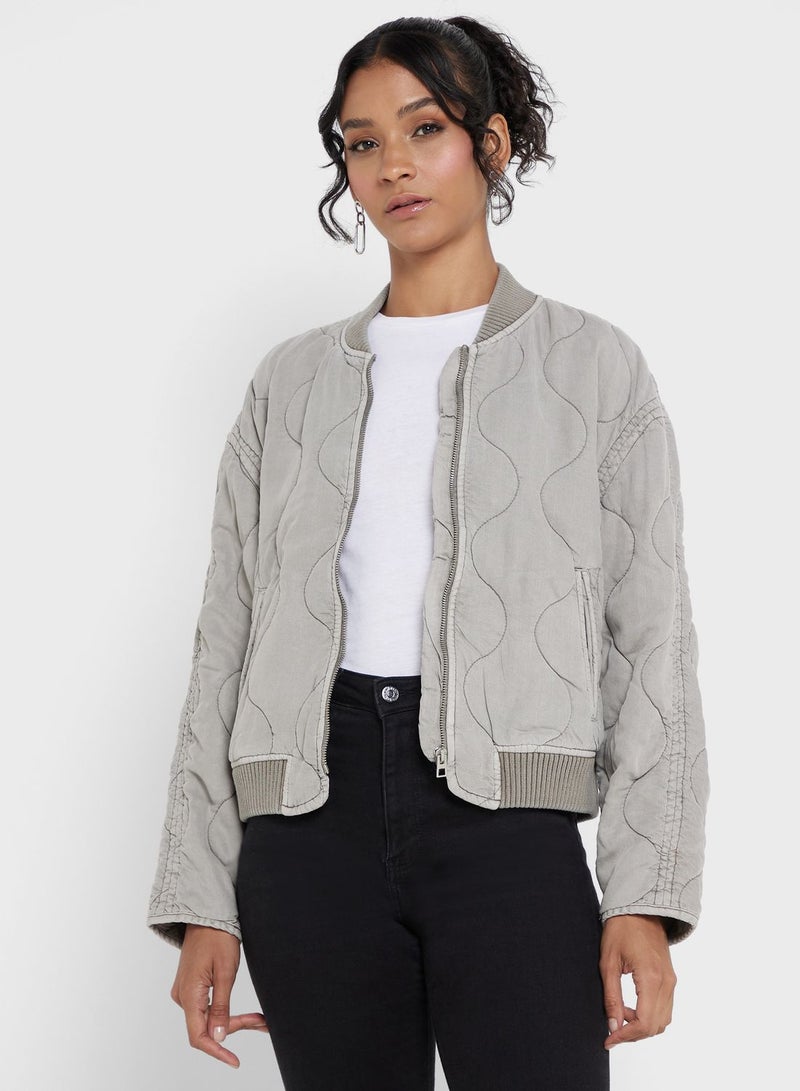 Quilted Zip Detail Jacket