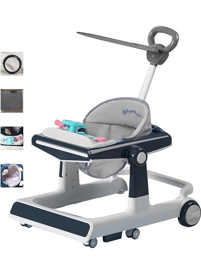 4 in 1 With push handle Multifunctional Anti-Rolloverbaby Walke Adjustable Heightr with Music lighting Box and Dinner Tray  awning foot padfor baby 6-24 Months
