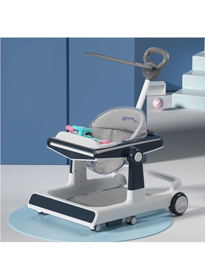 4 in 1 With push handle Multifunctional Anti-Rolloverbaby Walke Adjustable Heightr with Music lighting Box and Dinner Tray  awning foot padfor baby 6-24 Months