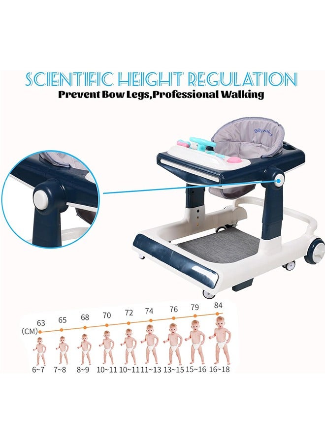 4 in 1 With push handle Multifunctional Anti-Rolloverbaby Walke Adjustable Heightr with Music lighting Box and Dinner Tray  awning foot padfor baby 6-24 Months