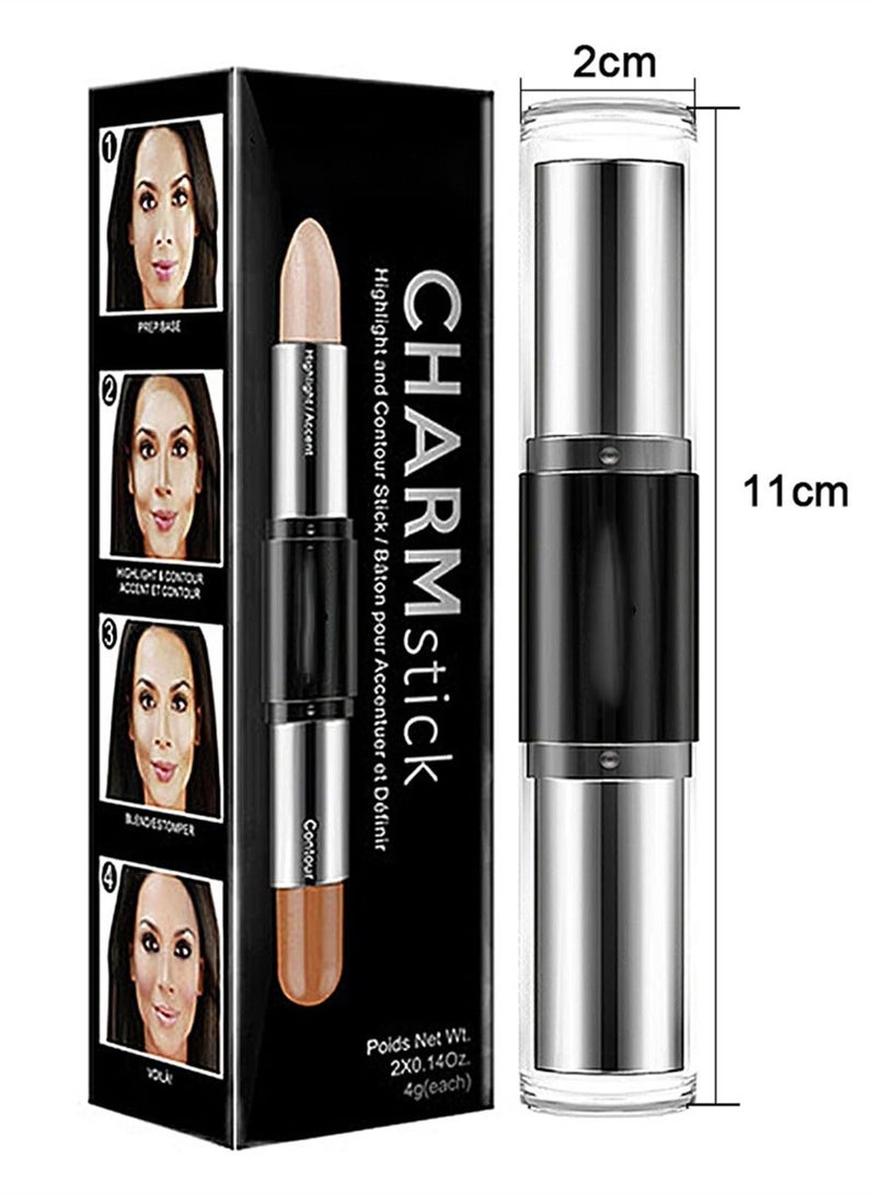8 Colors Double Headed 2-in-1 Contour Stick Set, Versatile Contouring, Highlighting, and Concealing Makeup Cream