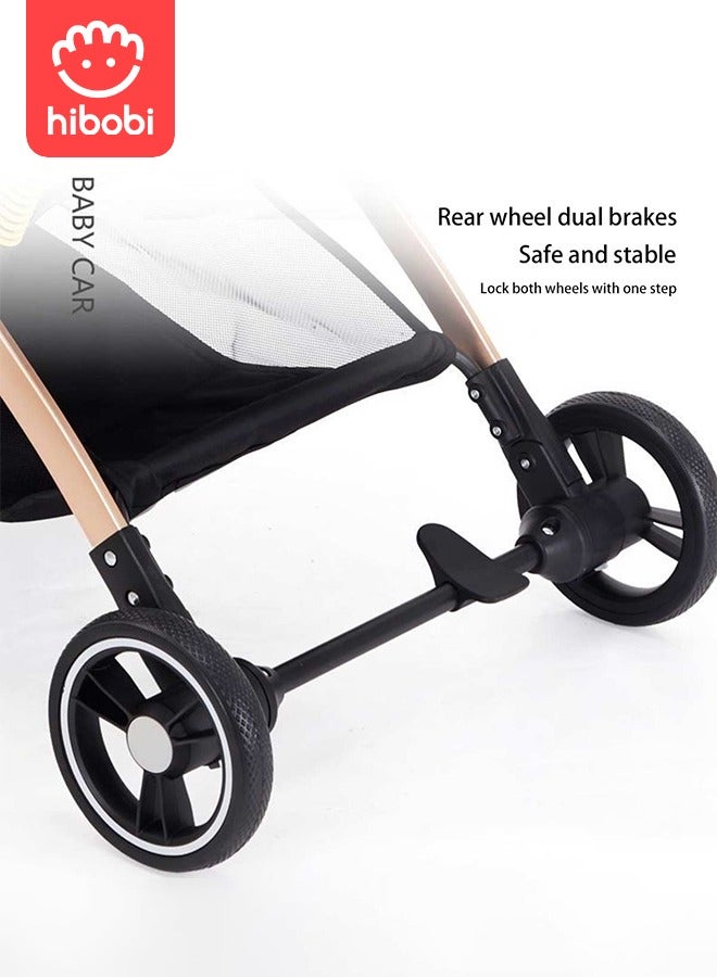 Two-Way Push High View Portable Folding Stroller Available for Boarding - Black