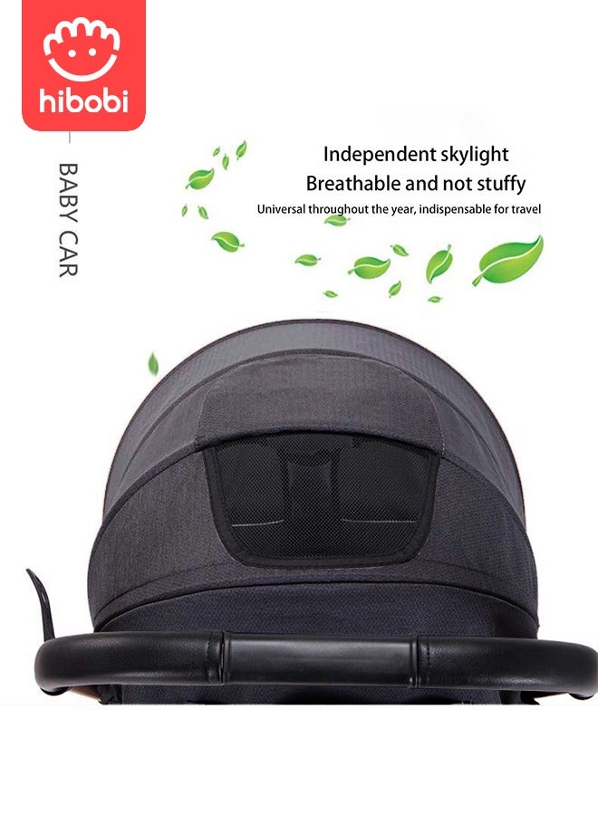 Two-Way Push High View Portable Folding Stroller Available for Boarding - Black