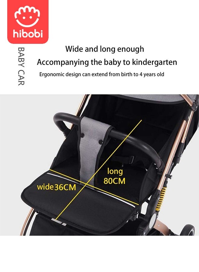 Two-Way Push High View Portable Folding Stroller Available for Boarding - Black