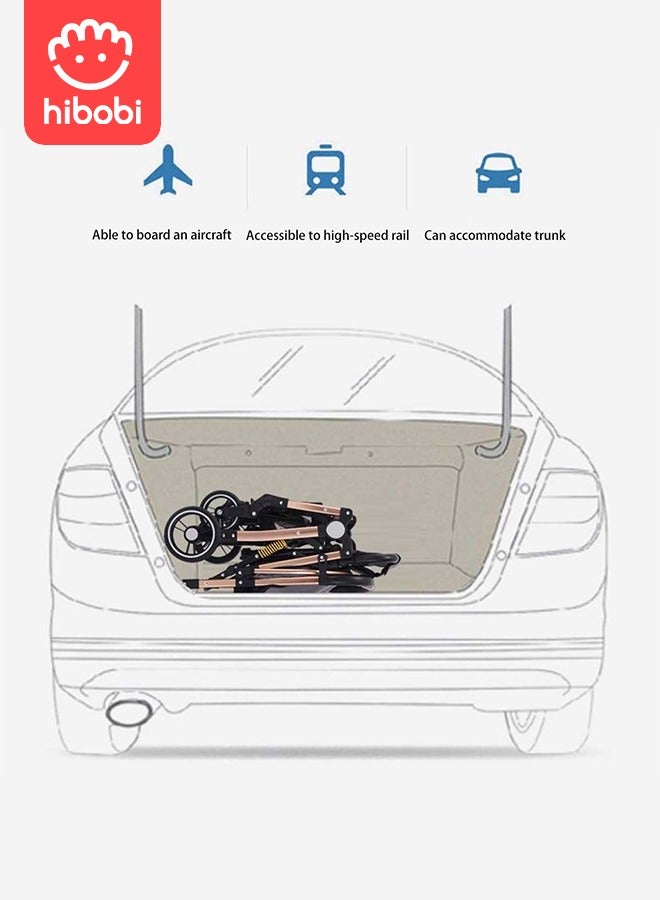 Two-Way Push High View Portable Folding Stroller Available for Boarding - Black