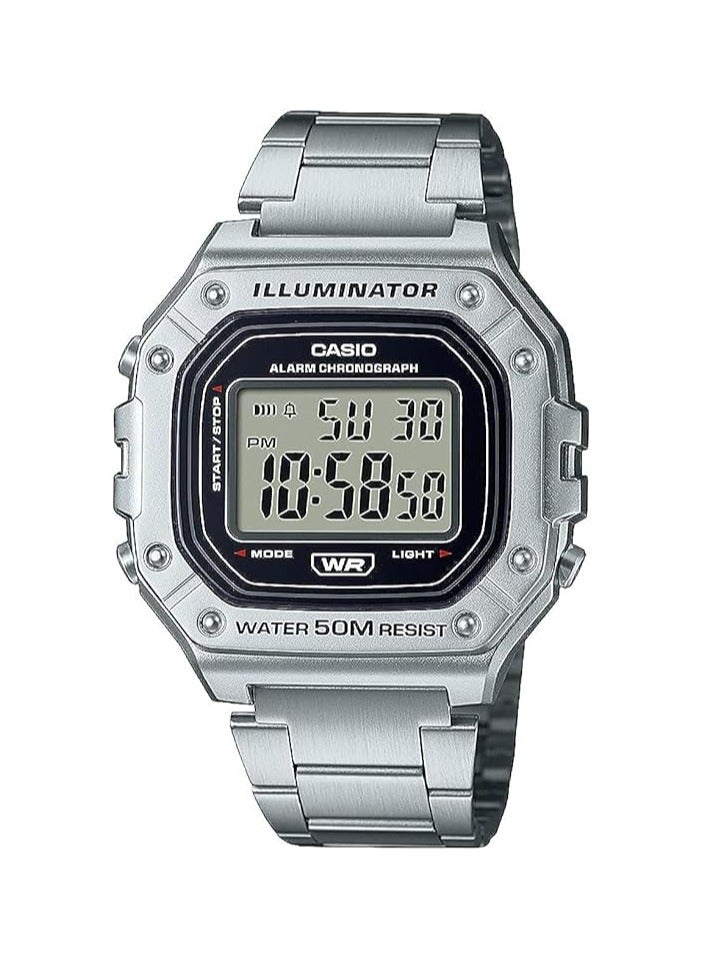 Casio Men's Wrist Classic Digital Display Quartz   Watch - W-218HD-1AVDF Silver