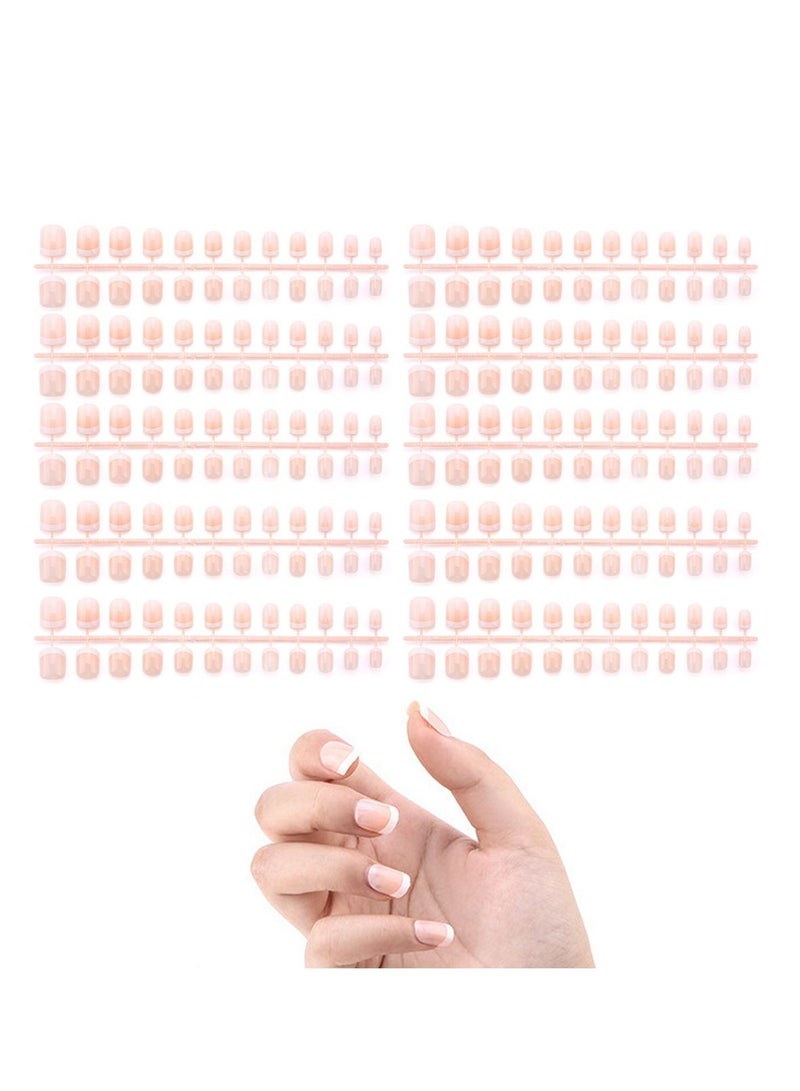 False Nails Different Size Natural French Short Tip Press on Acrylic Kit Including 12 for Girls Women 240 Pcs