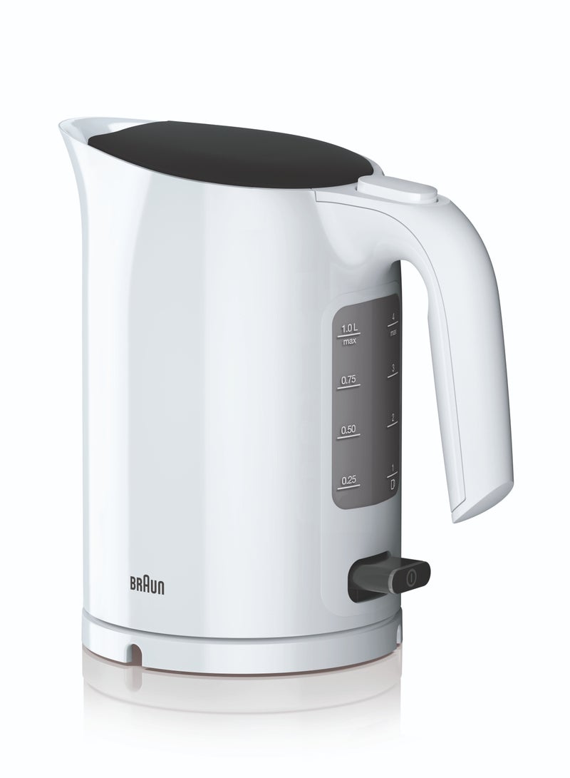 PurEase Water Kettle, Fast boiling, 3-Ways protection 1 L 2200 W WK 3000 WH White