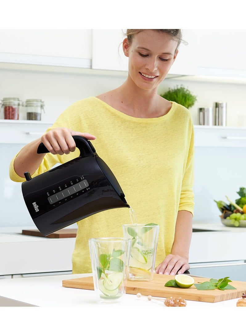 PurEase Water Kettle, auto shut-off, Fast boiling, 3-way protection 1.7 L 3000 W WK 3110 BK Black