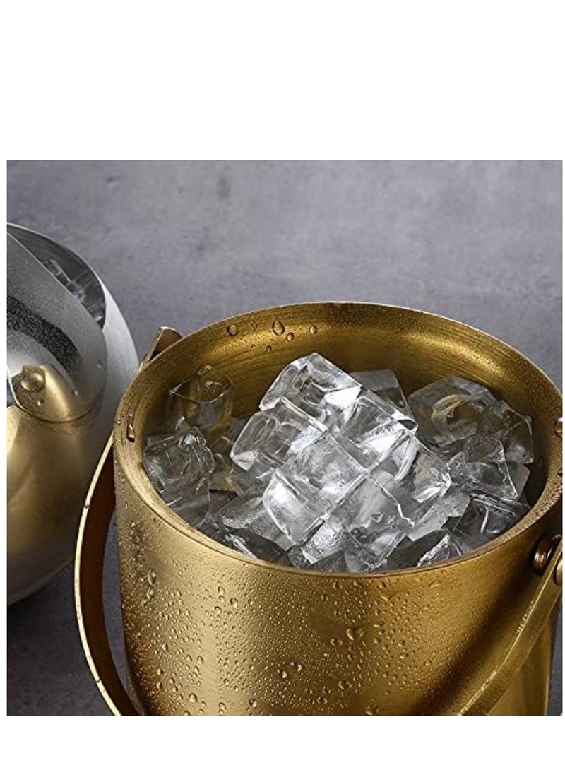1.6L Portable Stainless Steel Double Insulated Ice Bucket With Lid