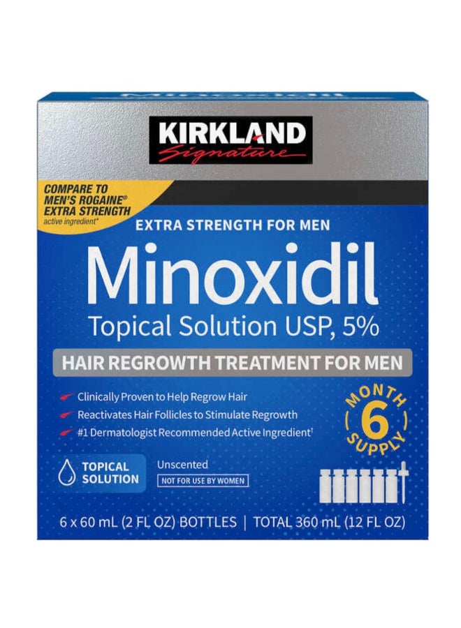 6-Piece Minoxidil 5% Extra Strength Hair Regrowth Treatment 60ml