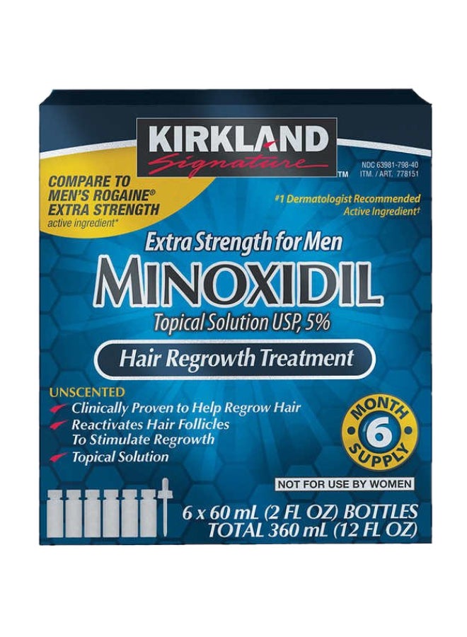 Pack Of 2 Minoxidil Extra Strength Hair Regrowth Treatment Multicolour 12 x 60ml