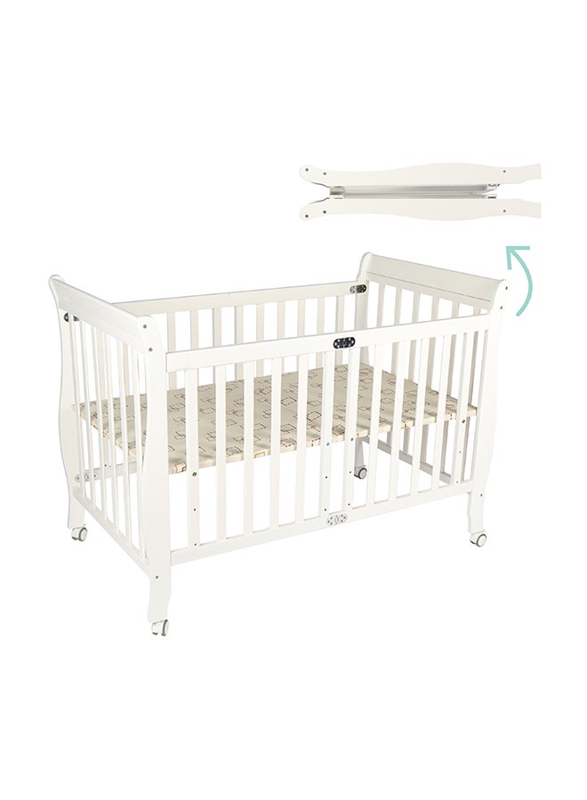 Wooden Foldable Baby Crib 129x69x96 Cm 0 To 4 Years