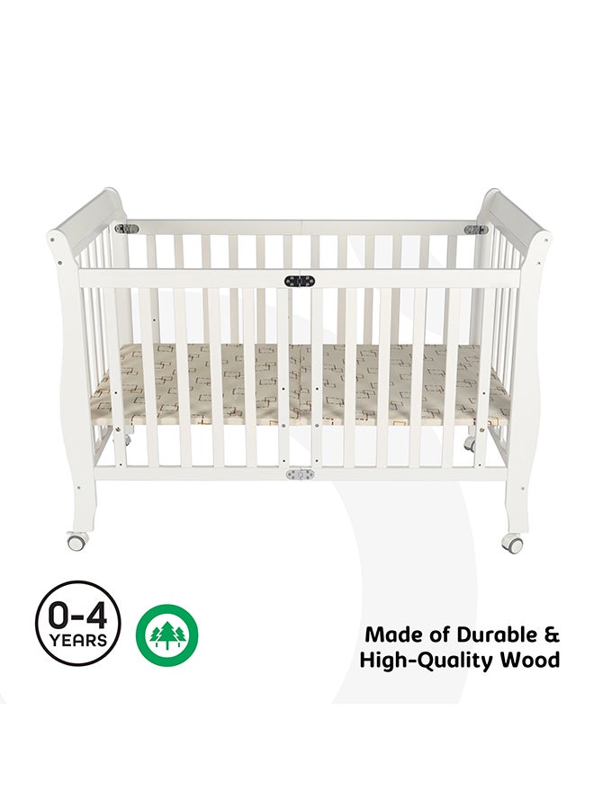 Wooden Foldable Baby Crib 129x69x96 Cm 0 To 4 Years