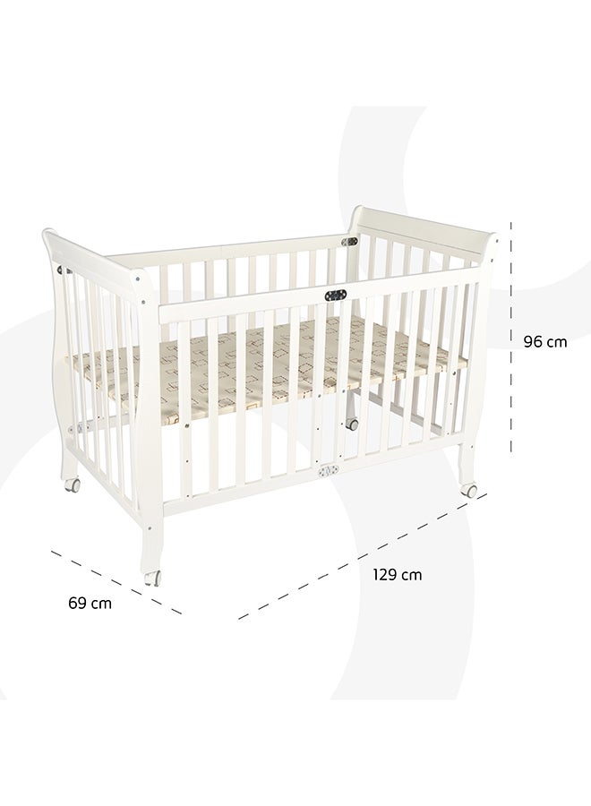 Wooden Foldable Baby Crib 129x69x96 Cm 0 To 4 Years