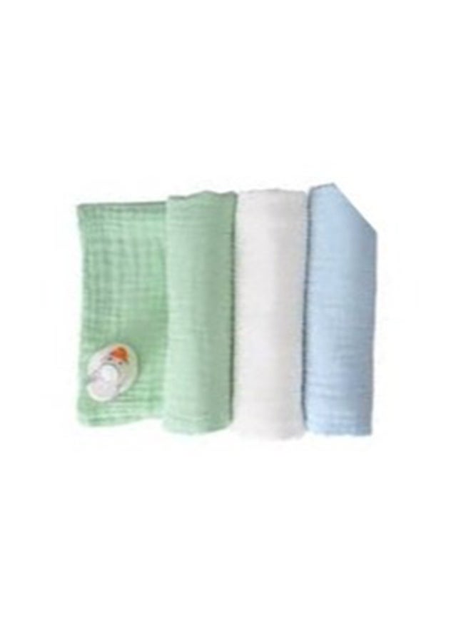 6 layered Muslin Bath Towel- Green/White/Blue