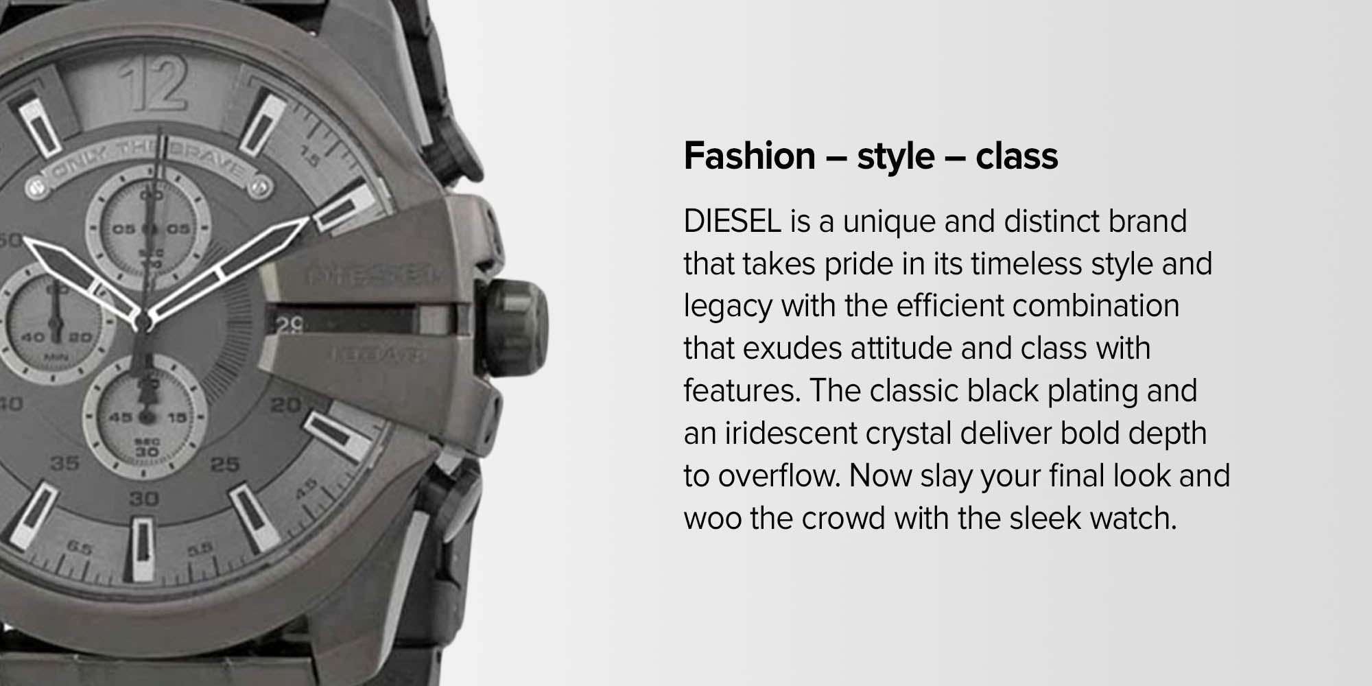 Men's Mega Chief Round Shape Stainless Steel Chronograph Wrist Watch 49 mm - Grey - DZ4282