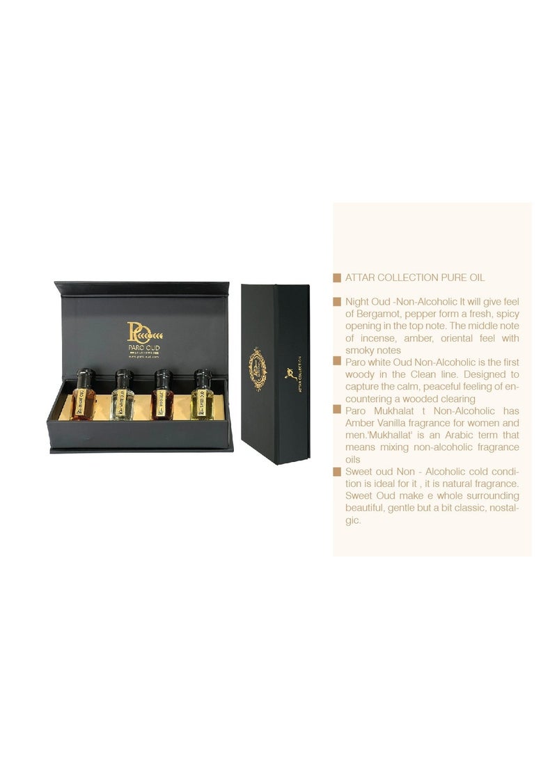 Attar collection (4 pcs) I PARO OUD I MADE IN UAE I GIFT ATTAR I Winter ATTAR I Autumn/Winter Collection I Seasonal ATTAR I Wedding  ATTARS I All-day Wear I Alcohol-free attar oil for men and women I Pure and natural attar oil with long-lasting scent