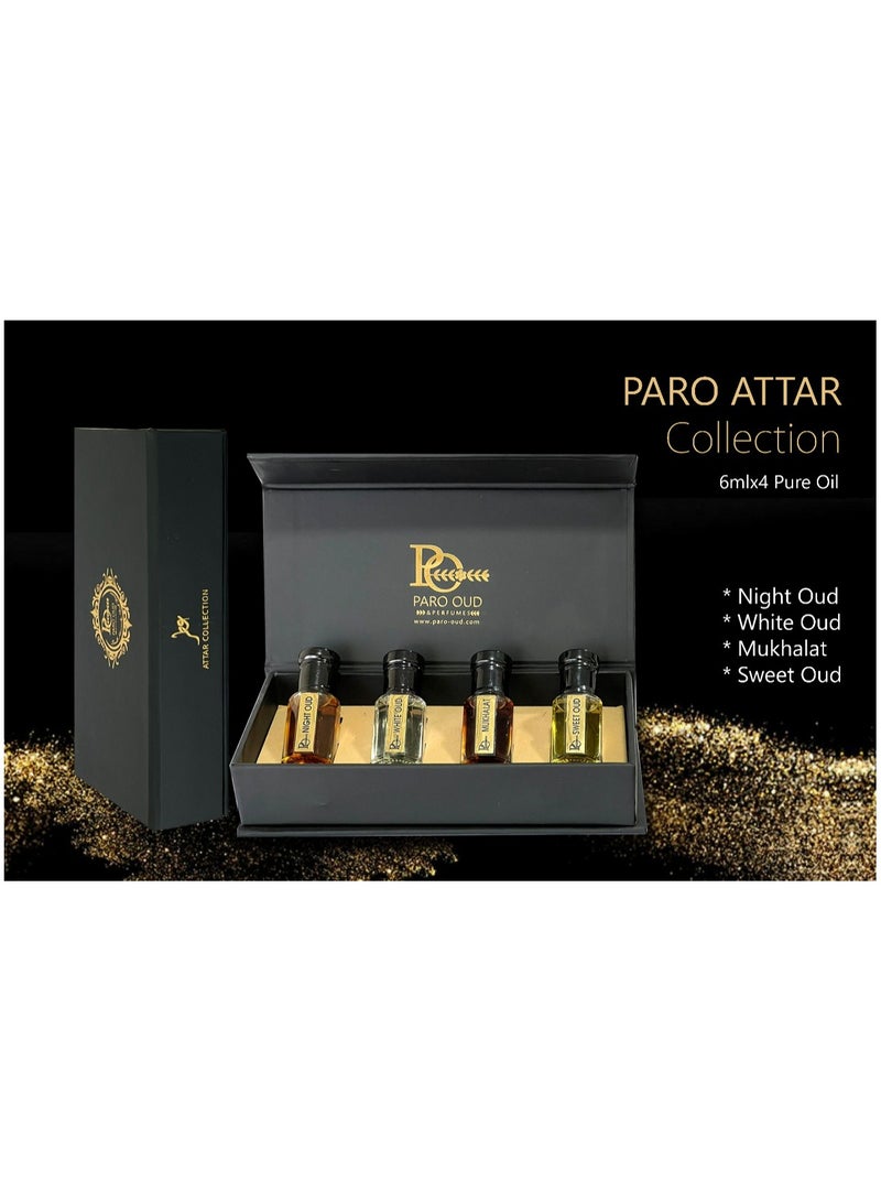 Attar collection (4 pcs) I PARO OUD I MADE IN UAE I GIFT ATTAR I Winter ATTAR I Autumn/Winter Collection I Seasonal ATTAR I Wedding  ATTARS I All-day Wear I Alcohol-free attar oil for men and women I Pure and natural attar oil with long-lasting scent