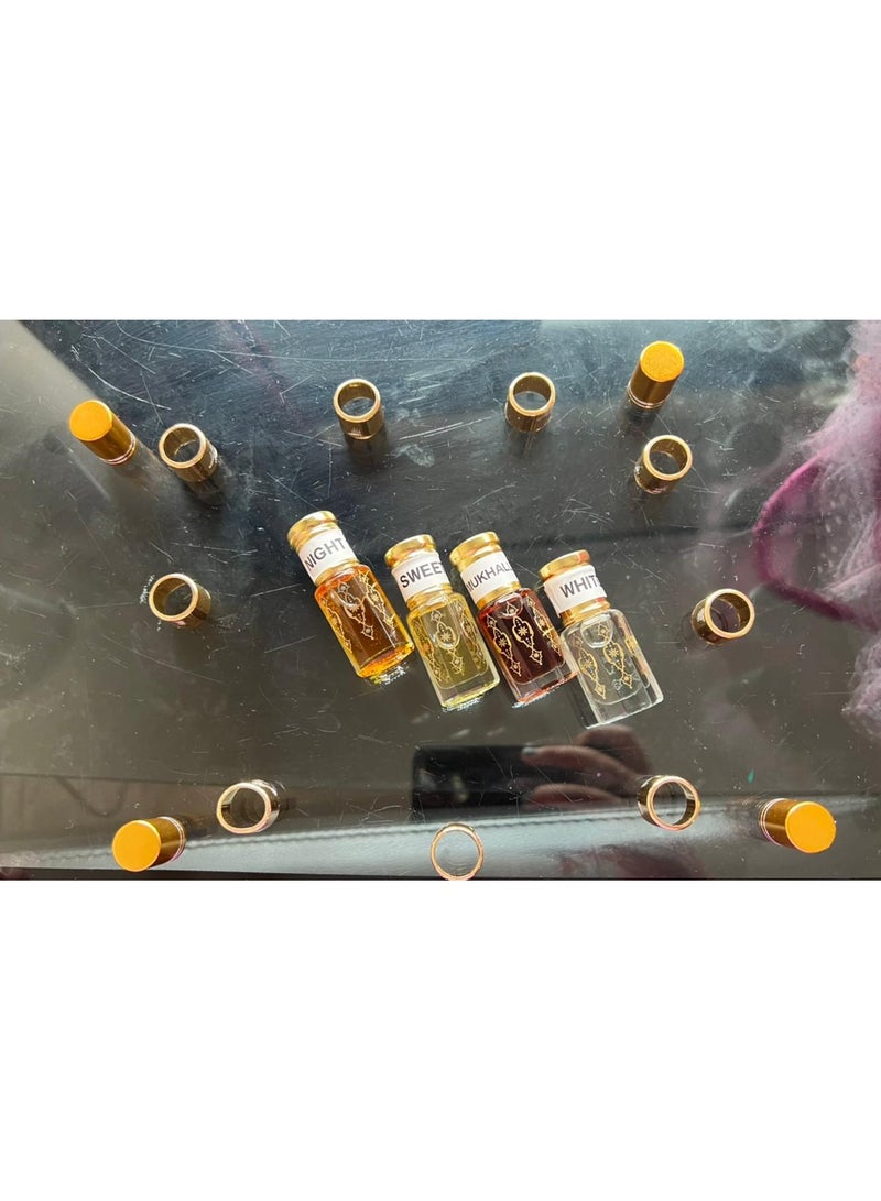 Attar collection (4 pcs) I PARO OUD I MADE IN UAE I GIFT ATTAR I Winter ATTAR I Autumn/Winter Collection I Seasonal ATTAR I Wedding  ATTARS I All-day Wear I Alcohol-free attar oil for men and women I Pure and natural attar oil with long-lasting scent