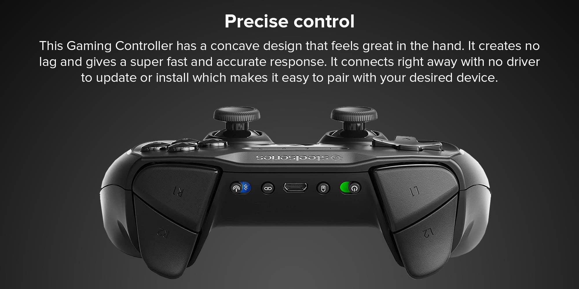 Stratus Duo Wireless Black Gaming Controller Compatible with Android, Windows, VR and Chromebooks