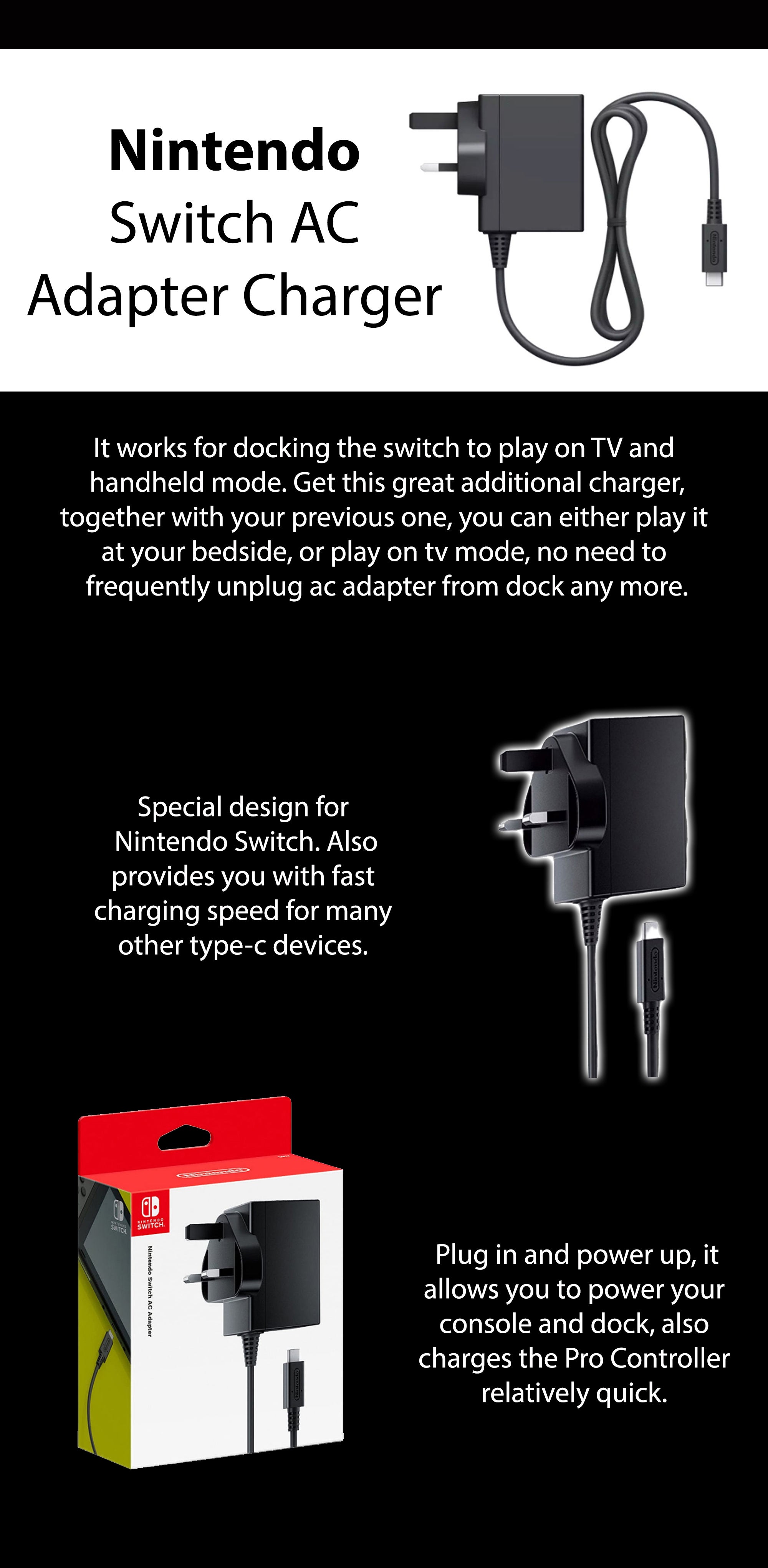 Switch AC Wired Adapter Charger