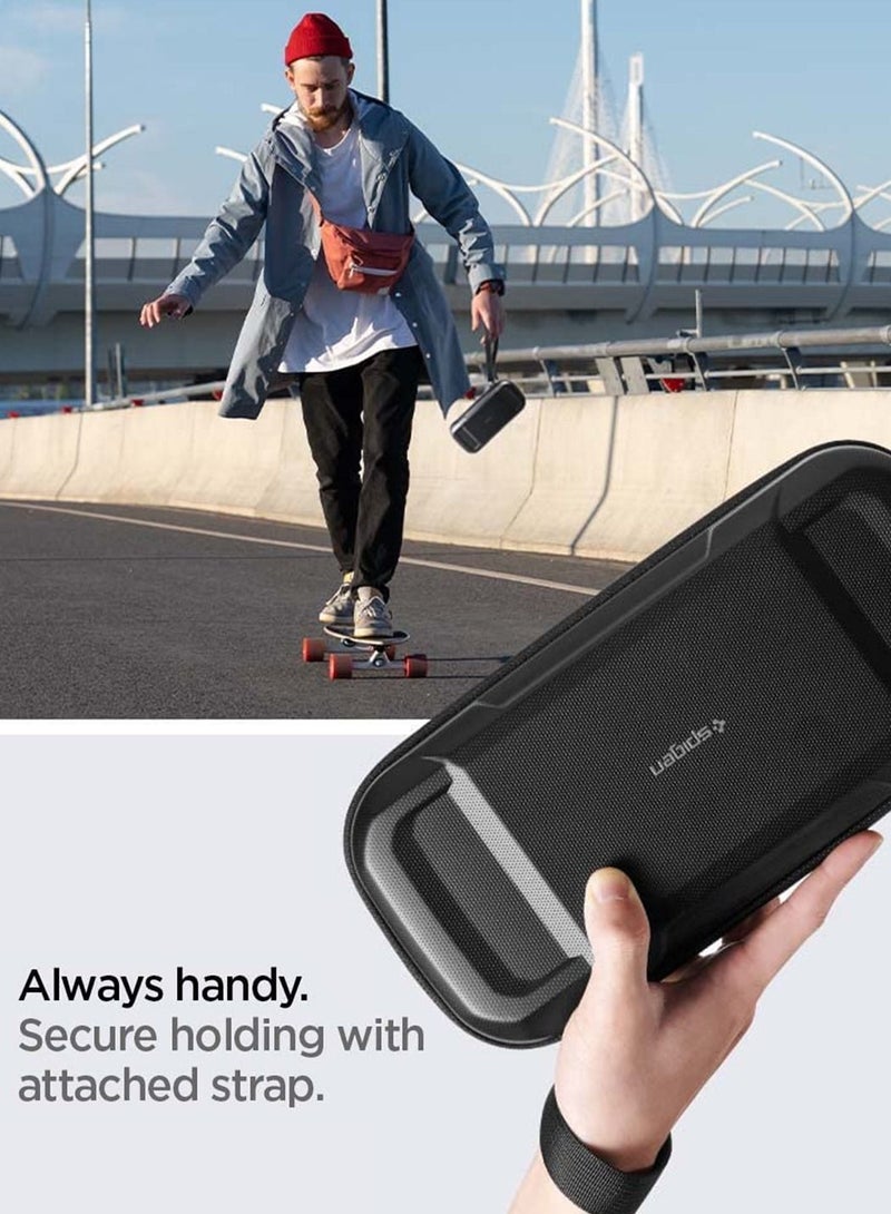 Rugged Armor PRO Portable Travel Carrying Case Cover for Nintendo Switch OLED (2021 / 2017 Models) with Game Storage and AirTag holder - Black