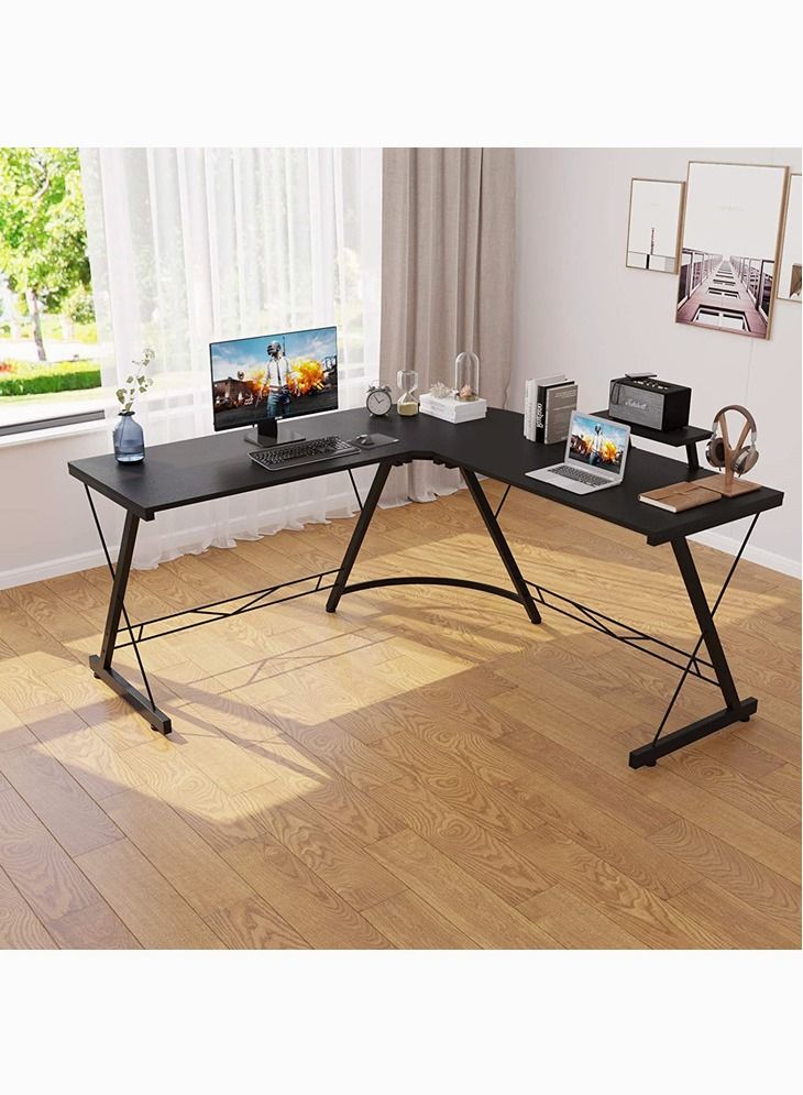 Home Office L Shaped Corner Desk Gaming Desk Computer Gaming Table with Large Monitor Stand