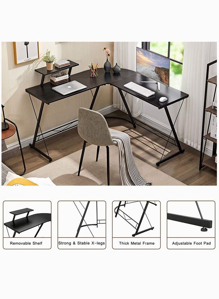 Home Office L Shaped Corner Desk Gaming Desk Computer Gaming Table with Large Monitor Stand