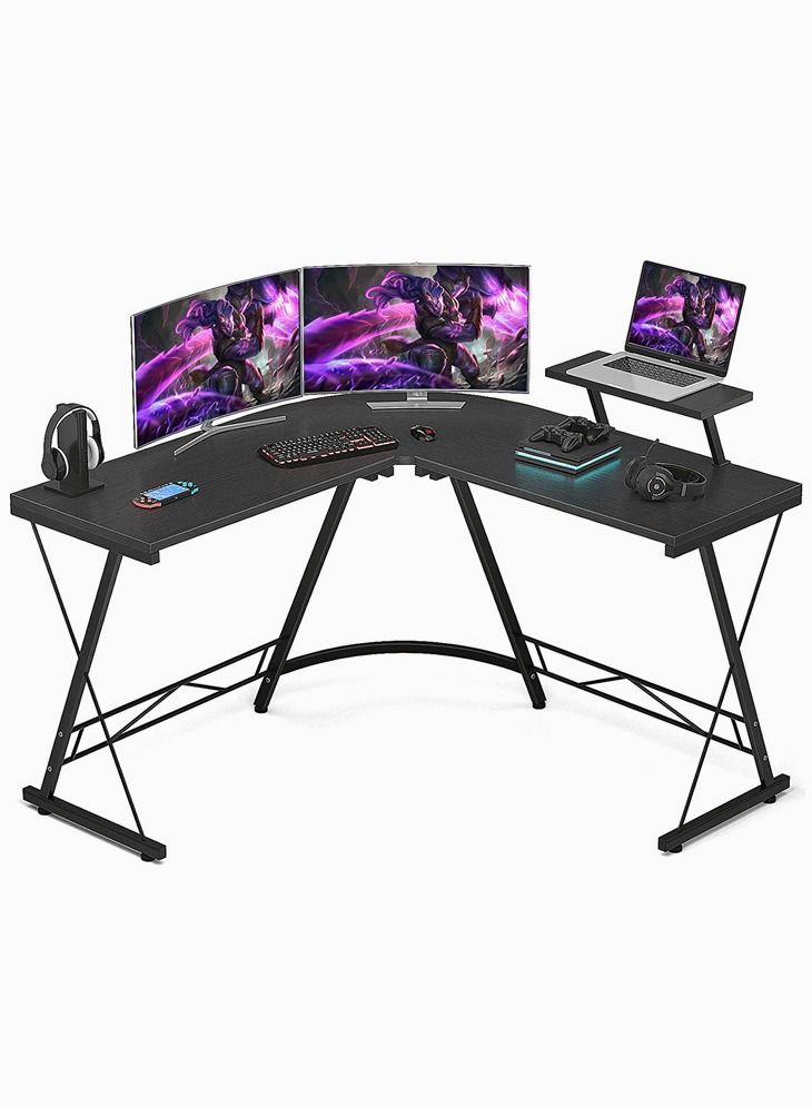 Home Office L Shaped Corner Desk Gaming Desk Computer Gaming Table with Large Monitor Stand