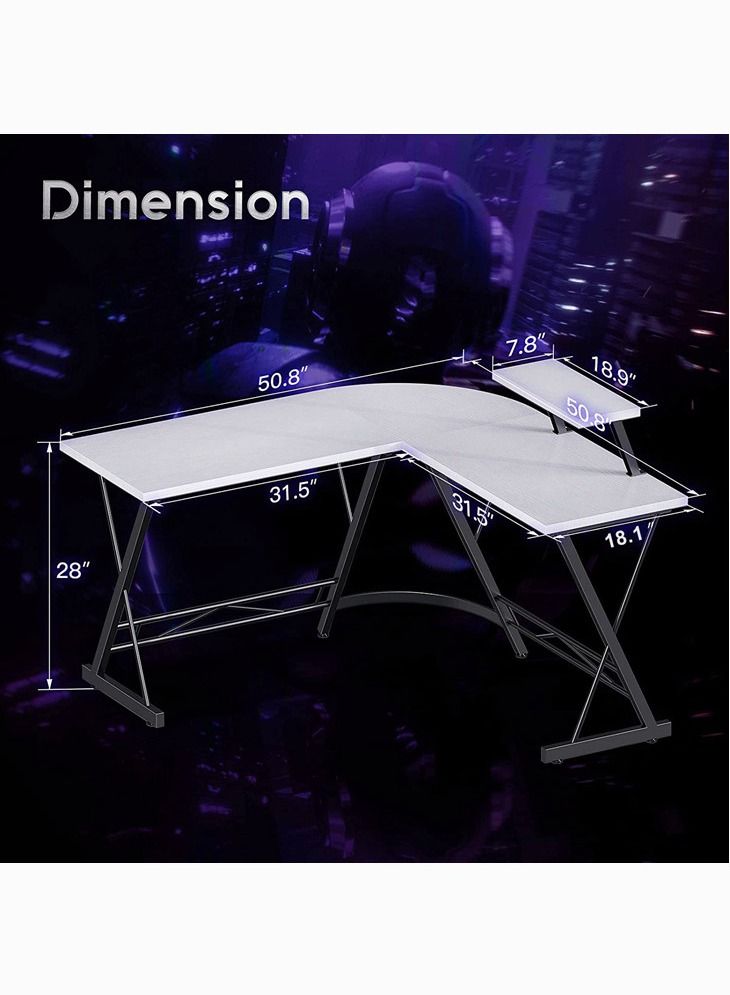 L Shaped Desk Gaming Table Home Office Workstation with Large Monitor Stand