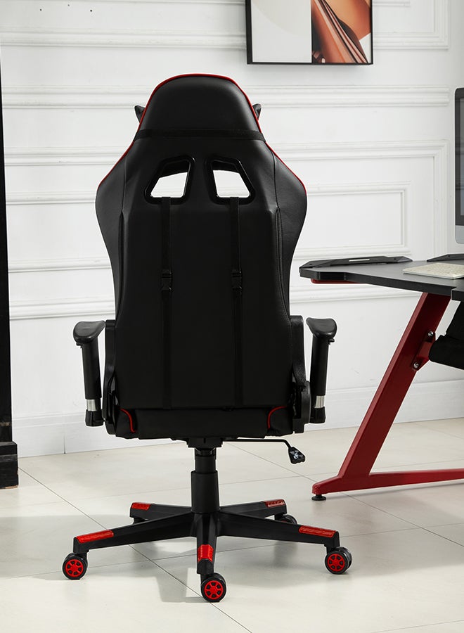 Ergonomically Designed Super Comfort Gaming Chair With Headrest Pillow, Lumbar Cushion And Retractable Footrest Red/Black 81x64x31cm