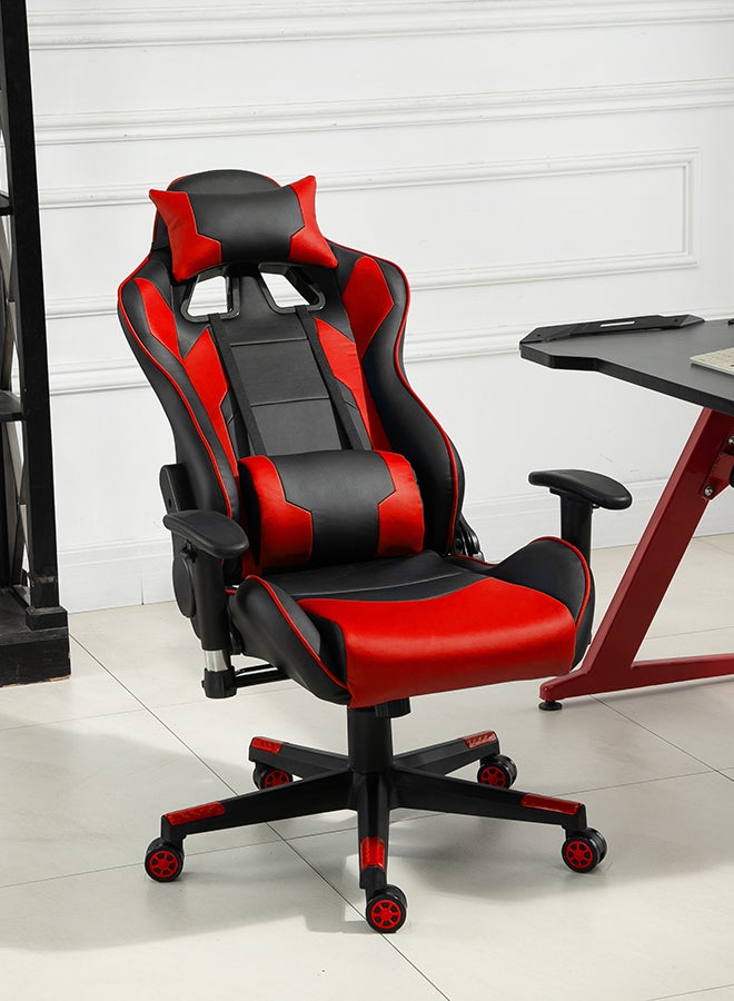 Ergonomically Designed Super Comfort Gaming Chair With Headrest Pillow, Lumbar Cushion And Retractable Footrest Red/Black 81x64x31cm