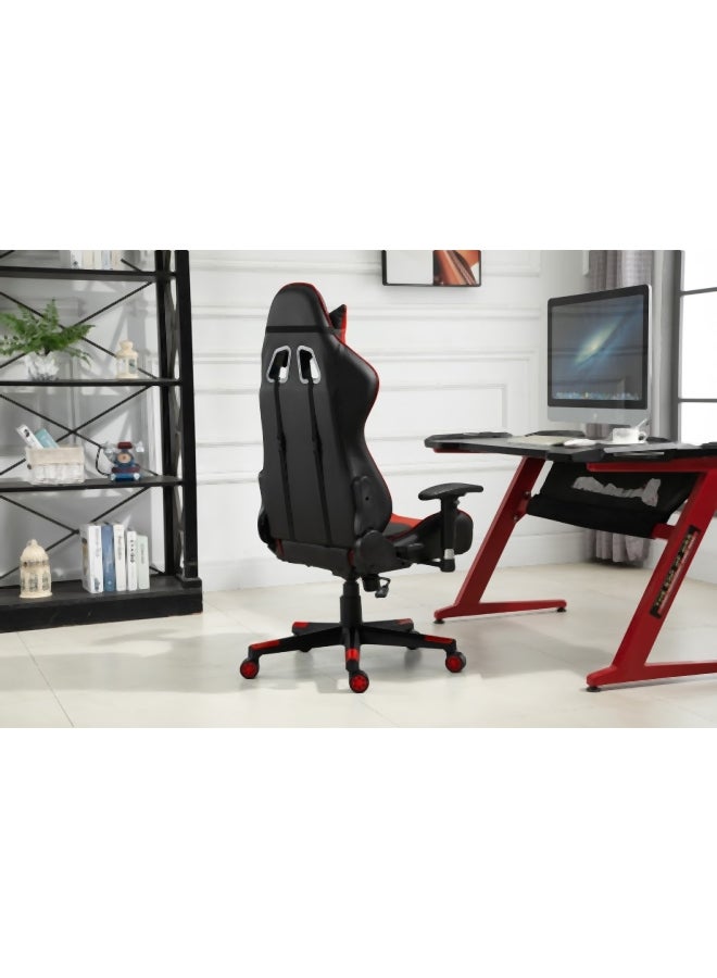 Ergonomically Designed Super Comfort Gaming Chair With Headrest Pillow, Lumbar Cushion And Retractable Footrest Red/Black 81x64x31cm