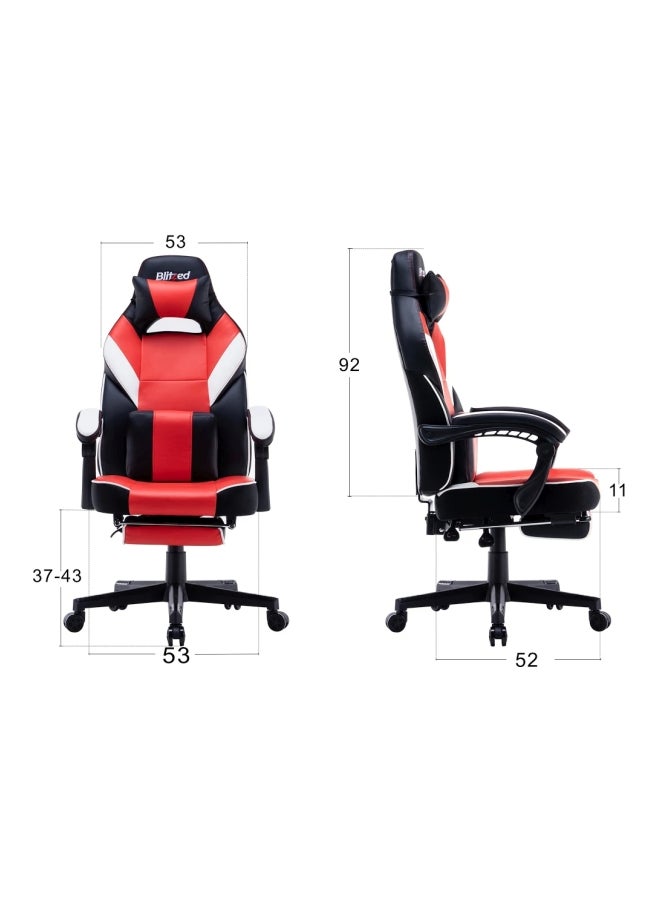 Gaming Chair With Footrest Red/Black/White 135x44x58cm