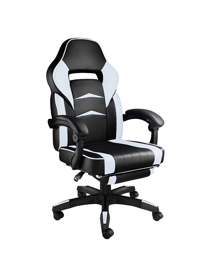 Gaming Chair Racing Style With Retractable Footrest White/Black 135x44x53cm