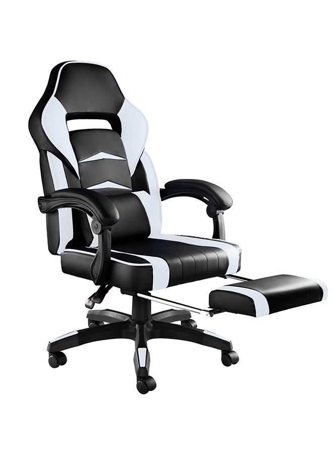 Gaming Chair Racing Style With Retractable Footrest White/Black 135x44x53cm