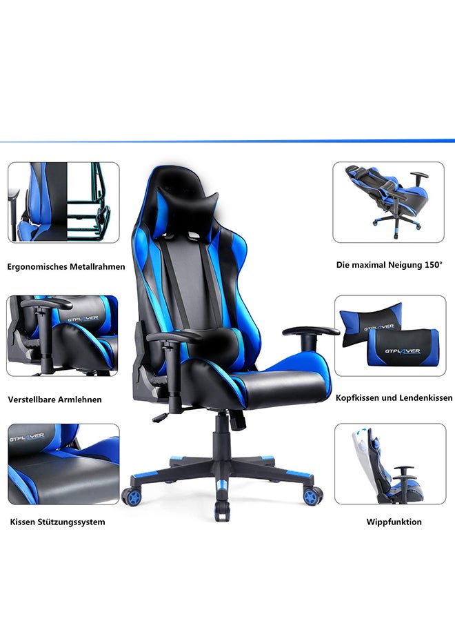 Gaming Chair With Head Pillow And Lumbar Cushion