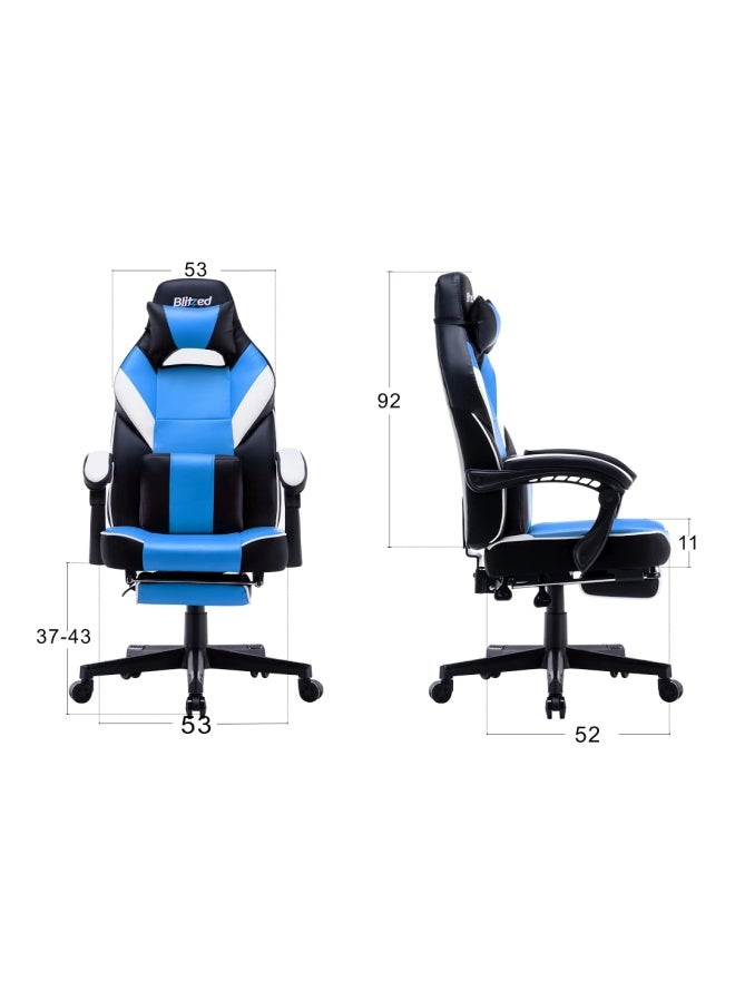 Gaming Chair With Retractable Footrest Porto Blue/Black 84x34x65cm