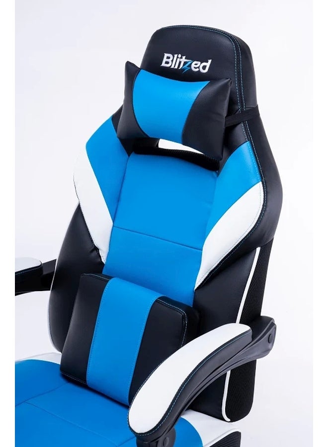 Gaming Chair With Retractable Footrest Porto Blue/Black 84x34x65cm