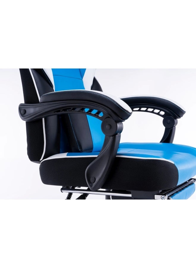 Gaming Chair With Retractable Footrest Porto Blue/Black 84x34x65cm