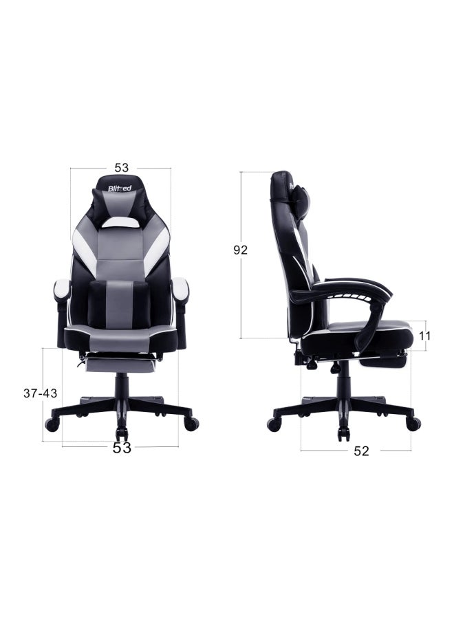 Gaming Chair With Retractable Footrest Porto Grey/Black 84x34x65cm