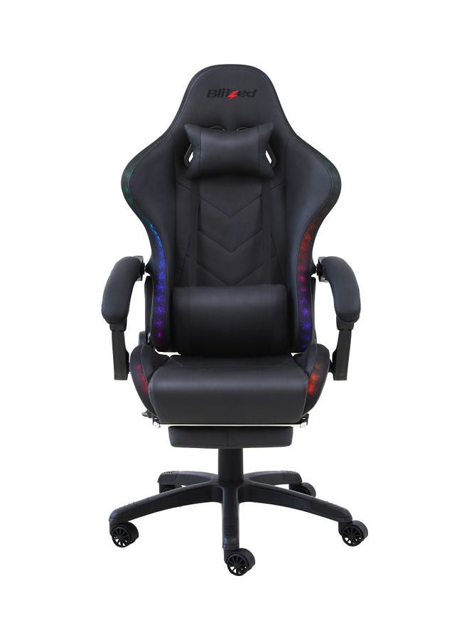 RGB Gaming Chair With Retractable Footrest And Lumbar Pillow Black