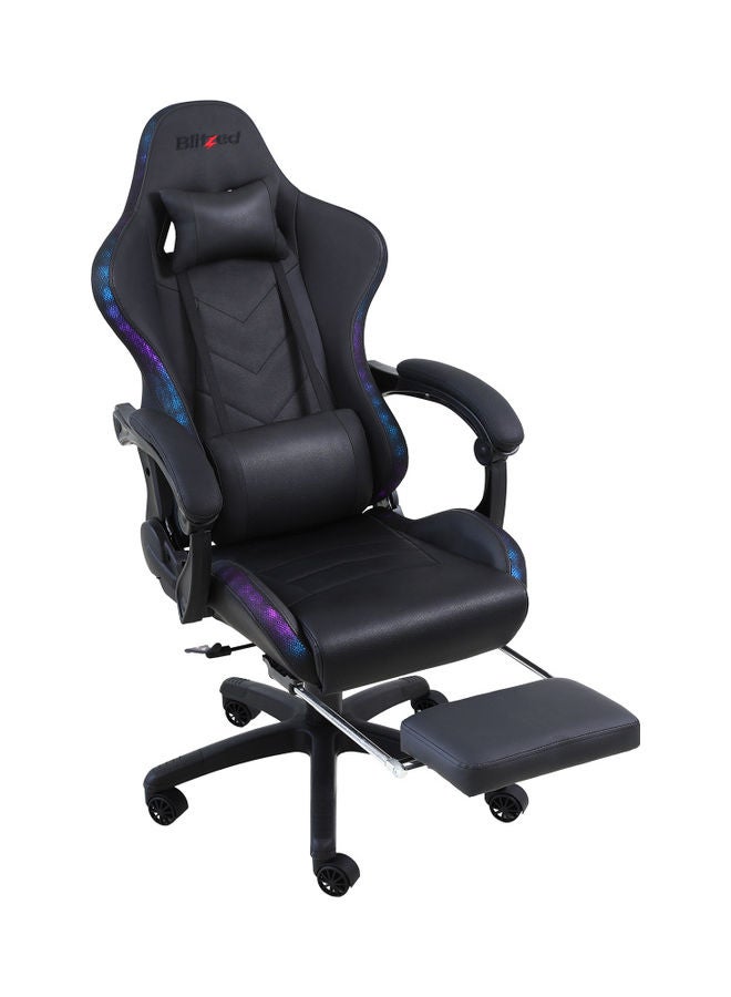 RGB Gaming Chair With Retractable Footrest And Lumbar Pillow Black