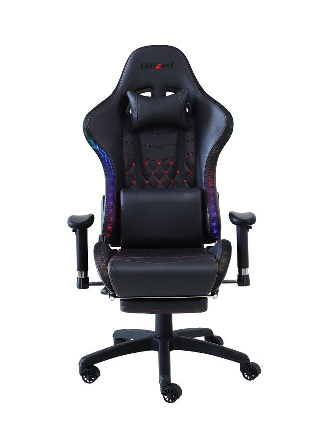 RGB Gaming Chair With Retractable Footrest And Lumbar Pillow Black