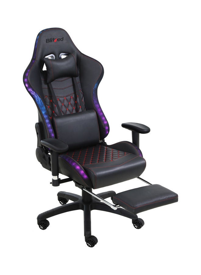 RGB Gaming Chair With Retractable Footrest And Lumbar Pillow Black