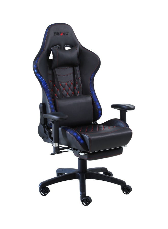 RGB Gaming Chair With Retractable Footrest And Lumbar Pillow Black