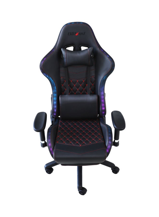 RGB Gaming Chair With Retractable Footrest And Lumbar Pillow Black