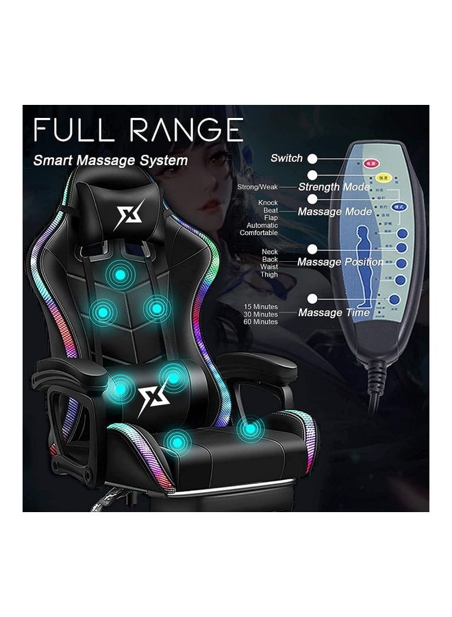 LED Light Gaming Chair With Bluetooth Speaker, Lumbar Support And Adjustable Back Bench